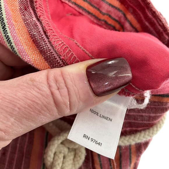 J. Jill Womens Striped Linen Shorts Size Rope Tie Belt coastal resort wear - Picture 7 of 9